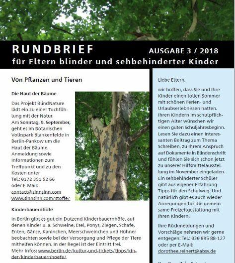 Elternbriefe des Berliner Blinden- und Sehbehindertenvereins