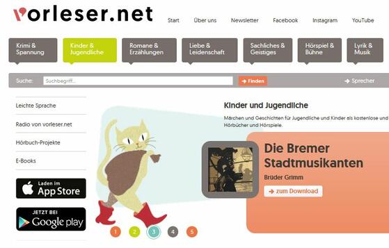 Kostenlose Hörbücher und Hörspiele bei vorleser.net